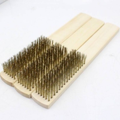 Wood Handle Brass Wire Copper Brush